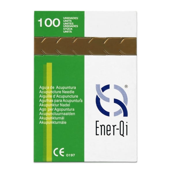 Agujas de acupuntura - Mango bañado en oro, con cabeza redonda y sin guía (Ener-qi)